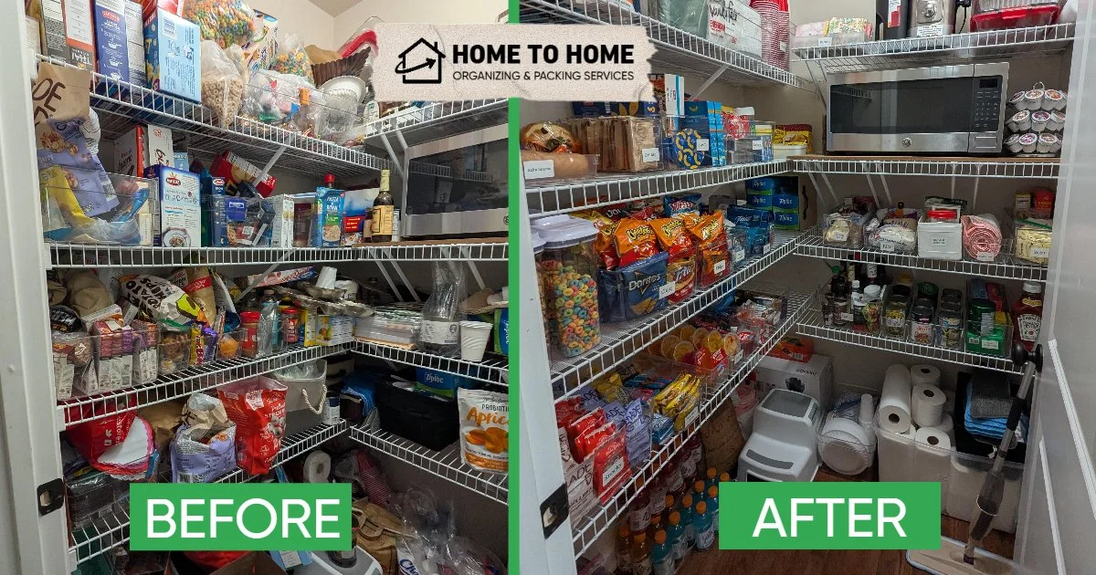 Organized kitchen pantry after professional home organizing service — Home to Home Services, Richmond, VA