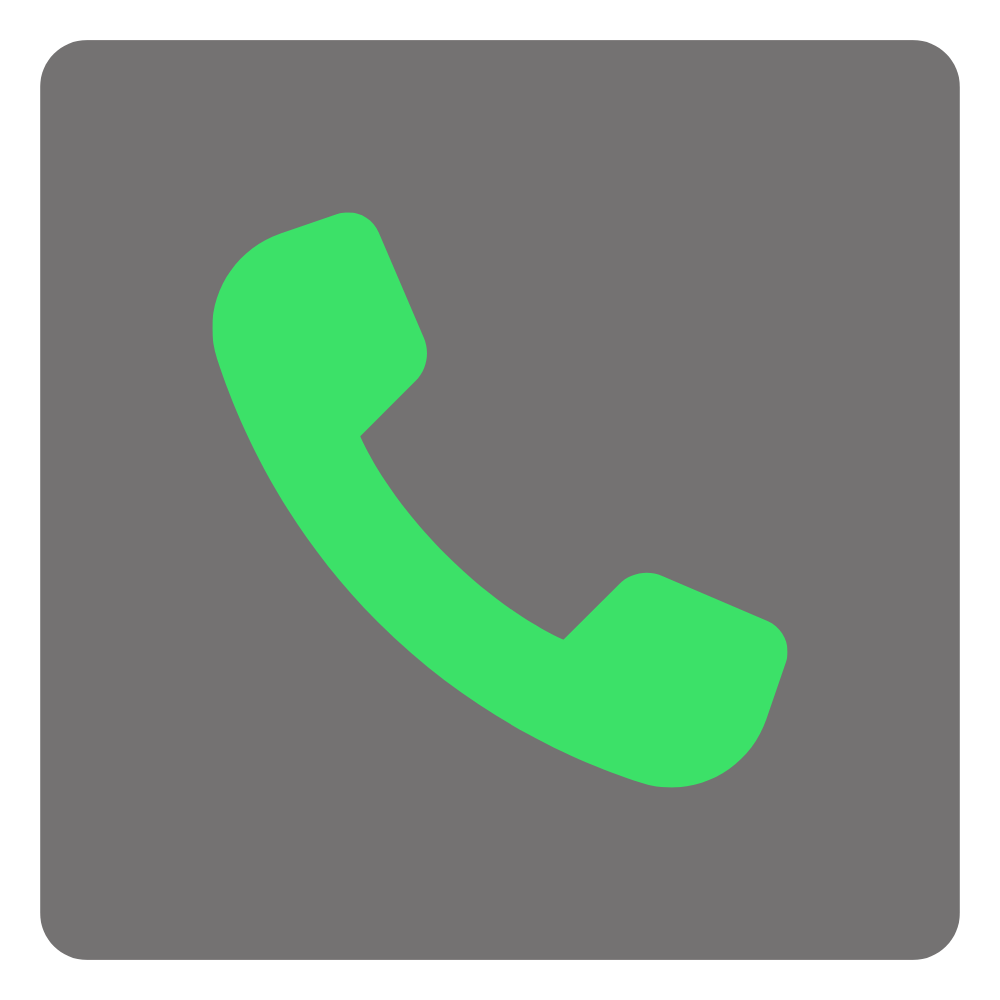 Green phone receiver icon on a gray background.