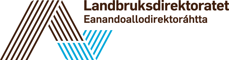 Logo for Landbruksdirektoratet med mønster av brune og blå linjer