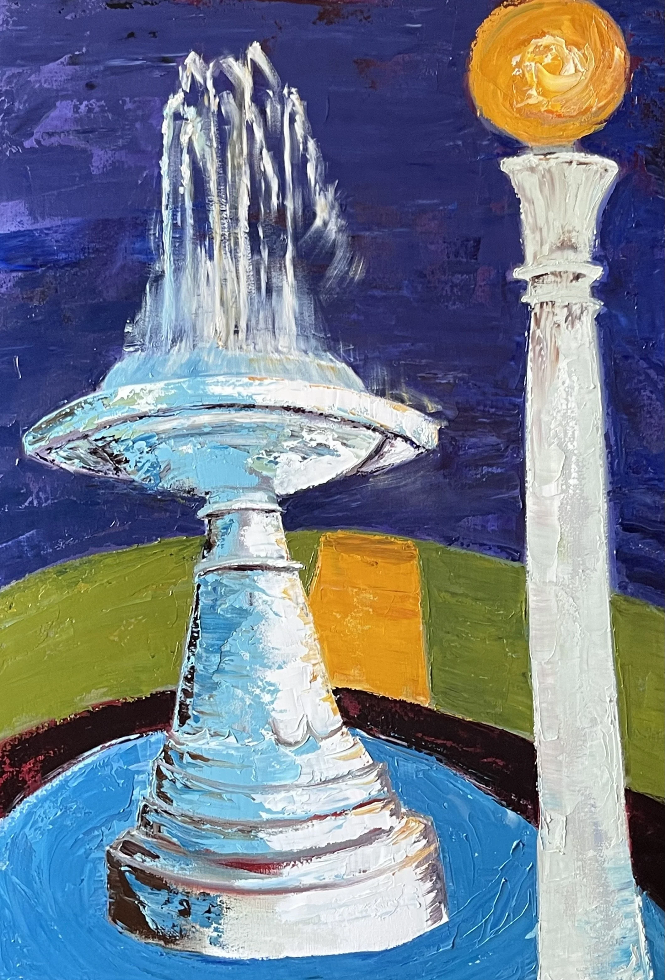 "margaret's fountain", oil on panel, 32"x24" - SOLD