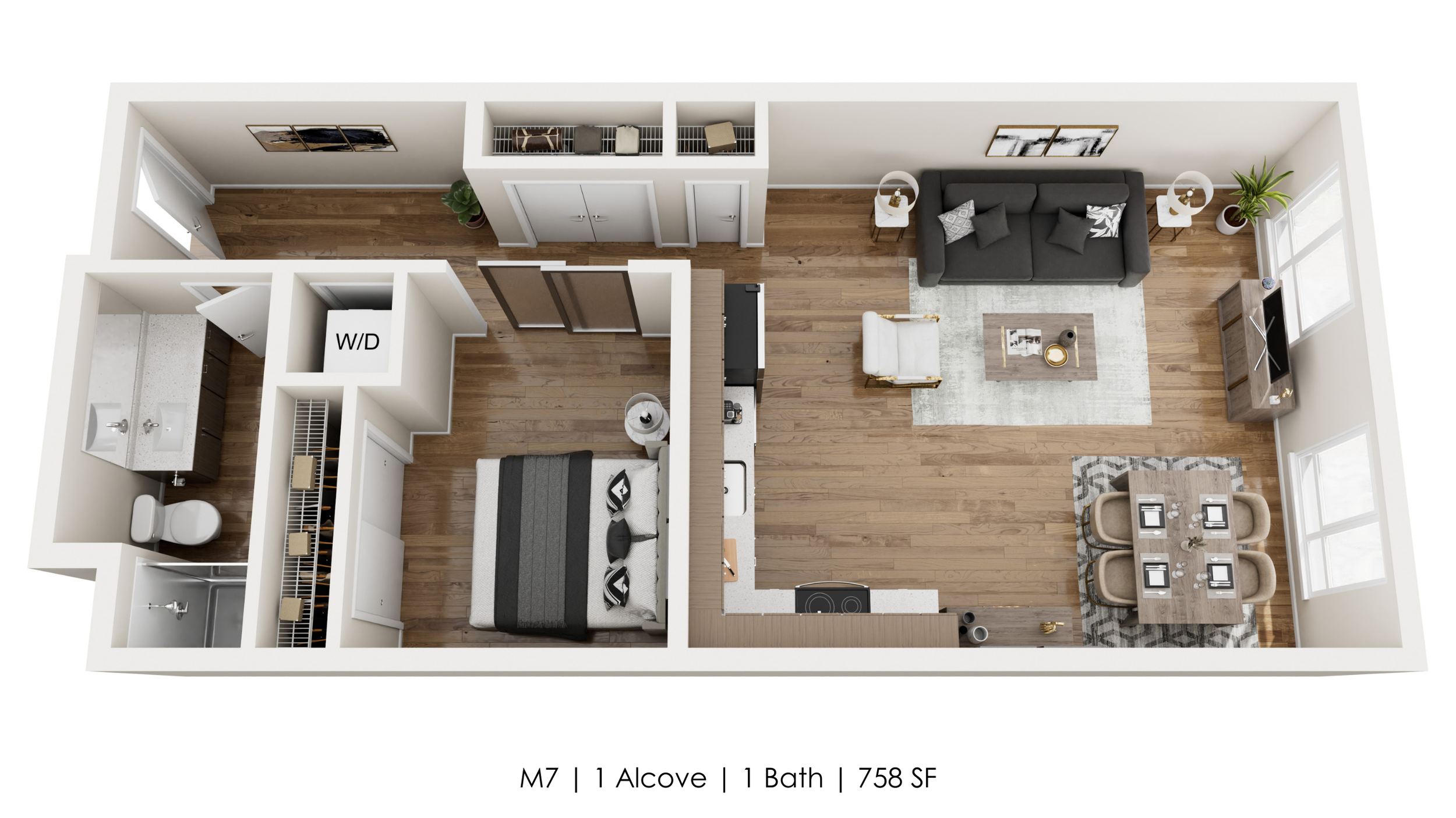 Unit M7 
1 Alcove | 1 Bath 
758 SF