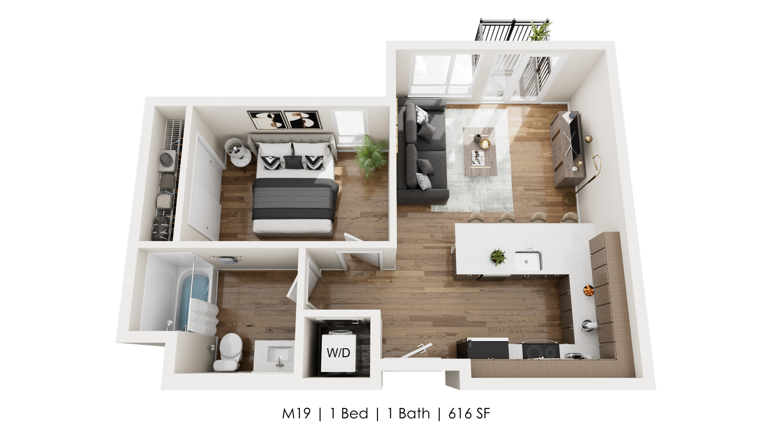 Unit M19  
1 Bed | 1 Bath 
616 SF