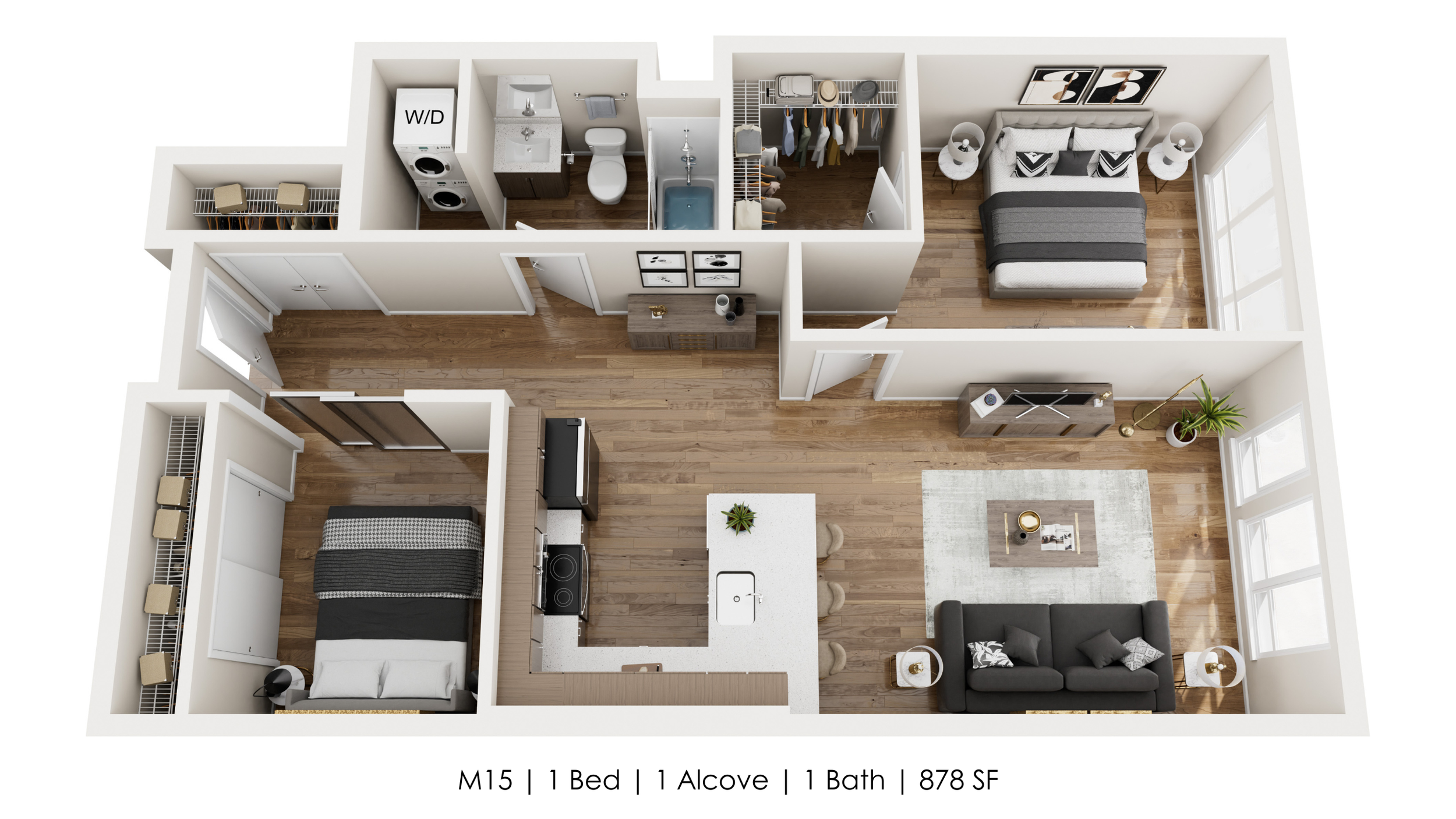 Unit M15 
1 Bed + 1 Alcove | 1 Bath 
878 SF