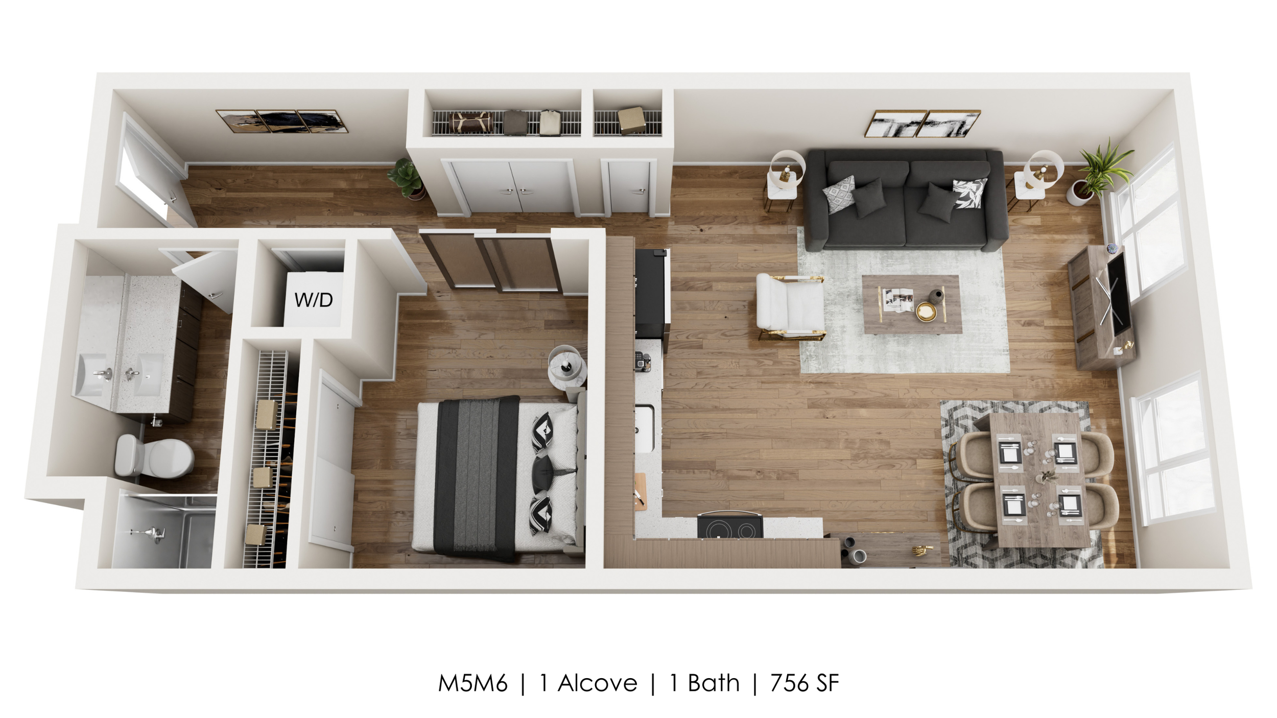 Unit M5M6 
1 Alcove | 1 Bath 
756 SF