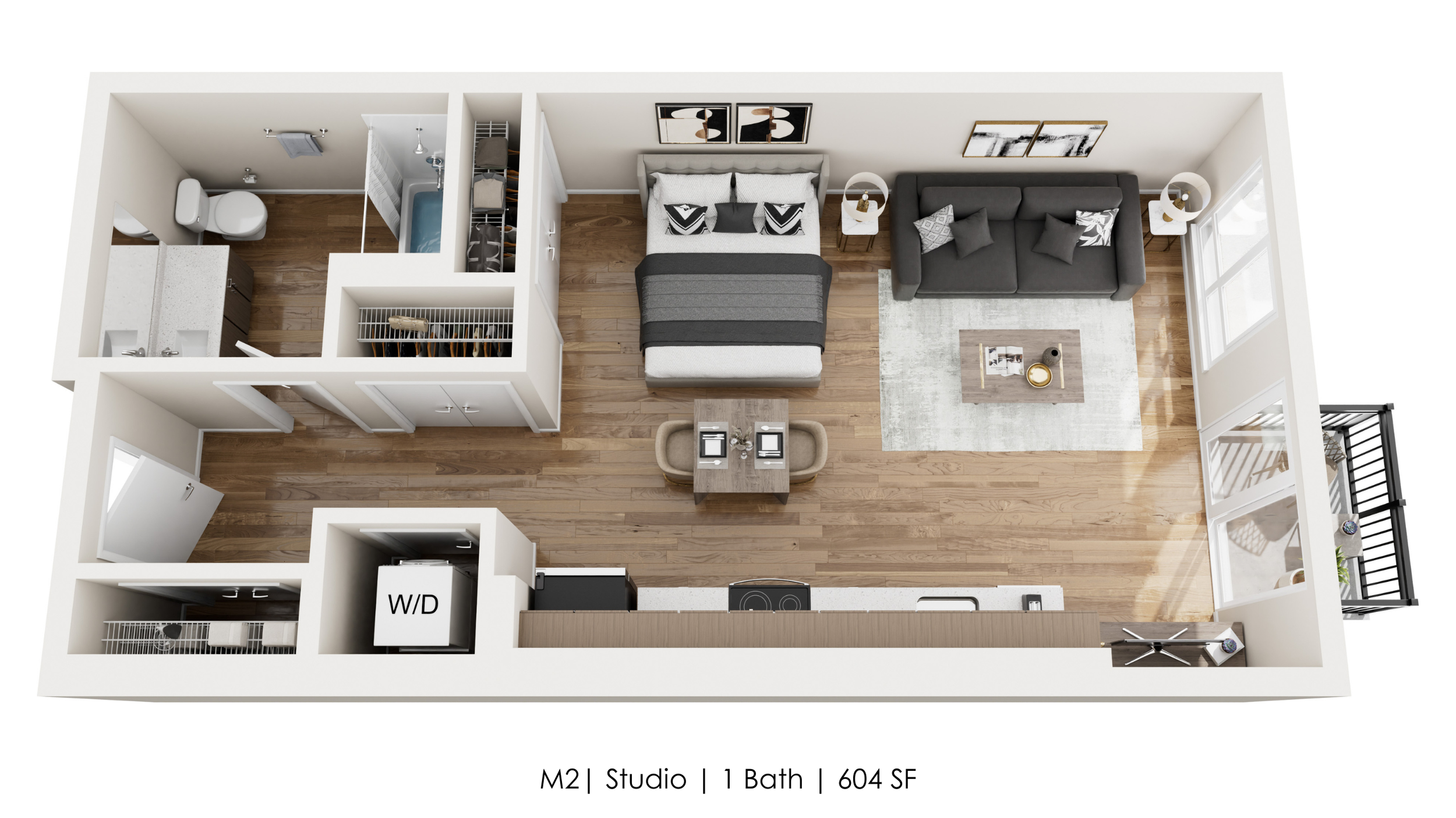 Unit M2 
Studio | 1 Bath 
604 SF
