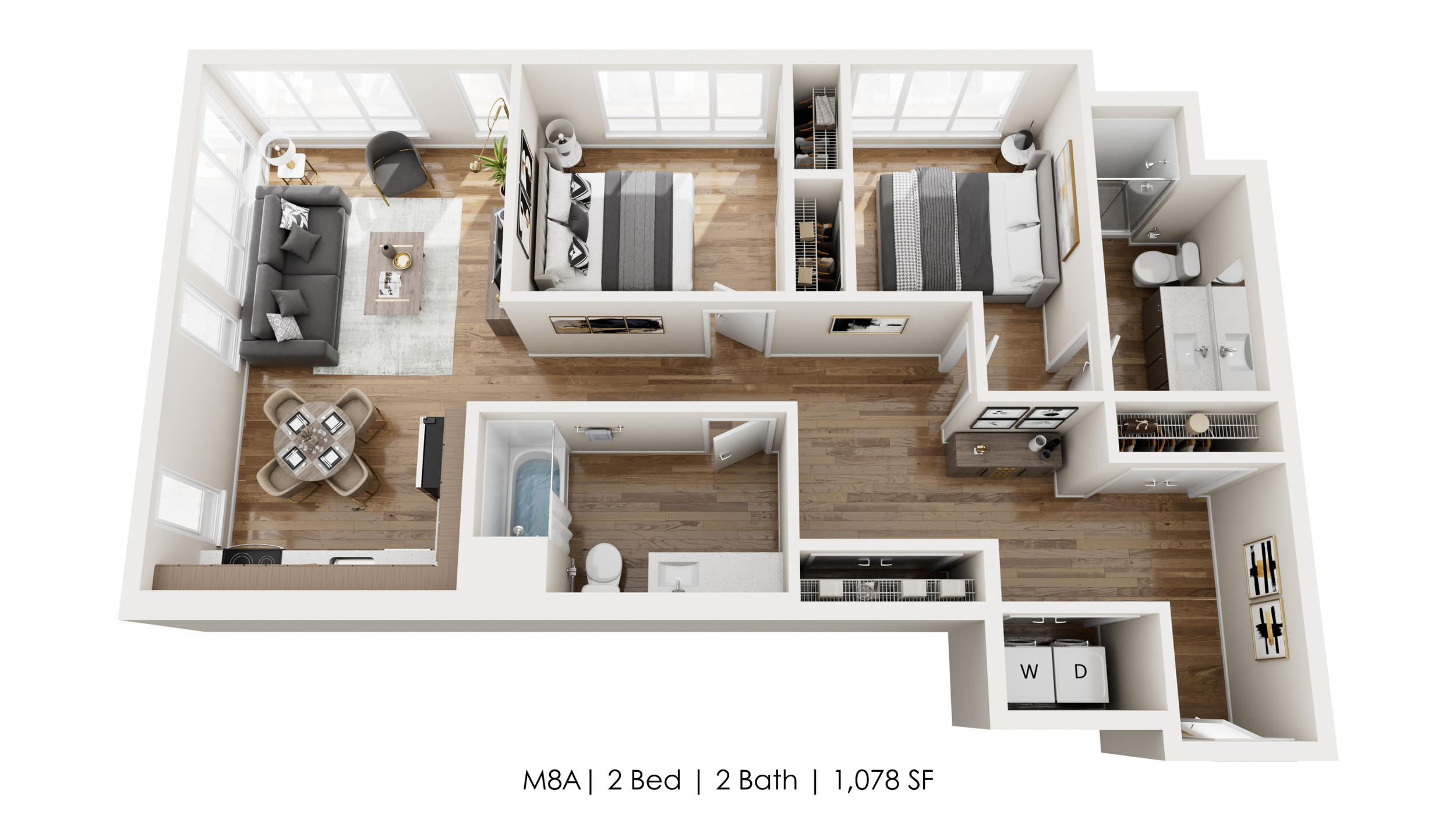 Unit M8A 
2 Bed | 2 Bath 
1,078 SF