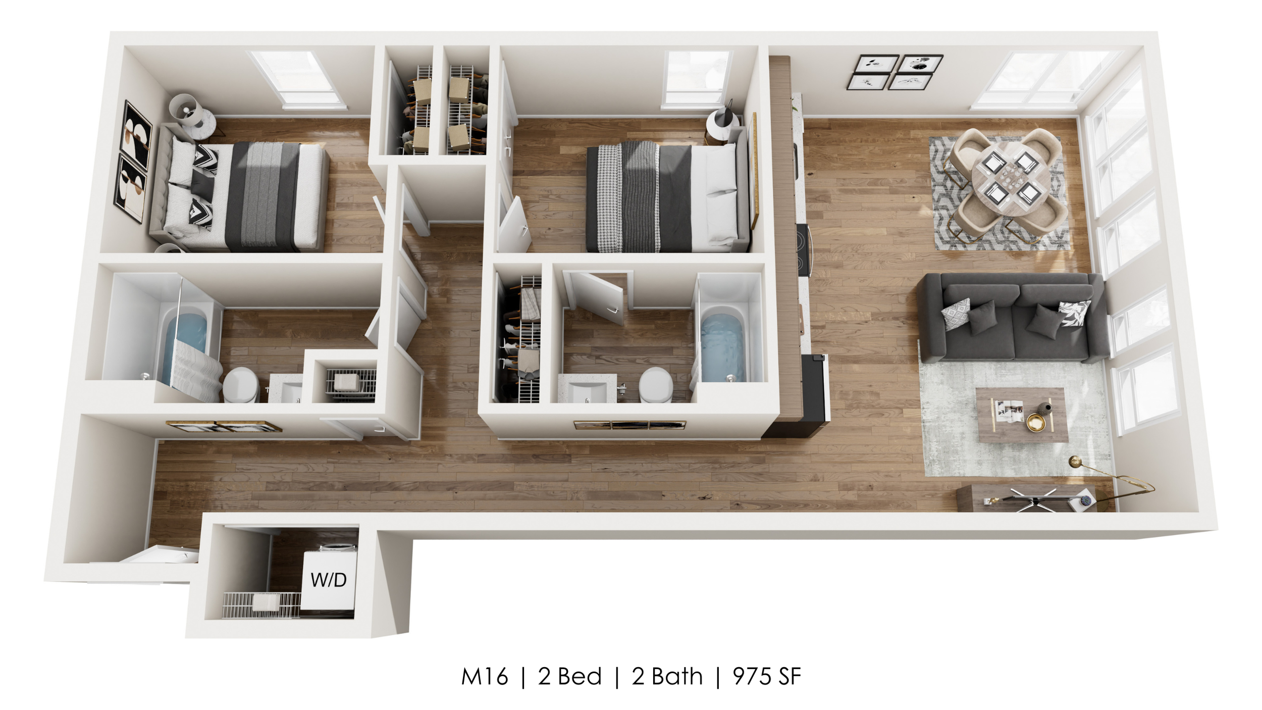 Unit M16 
2 Bed | 2 Bath 
975 SF