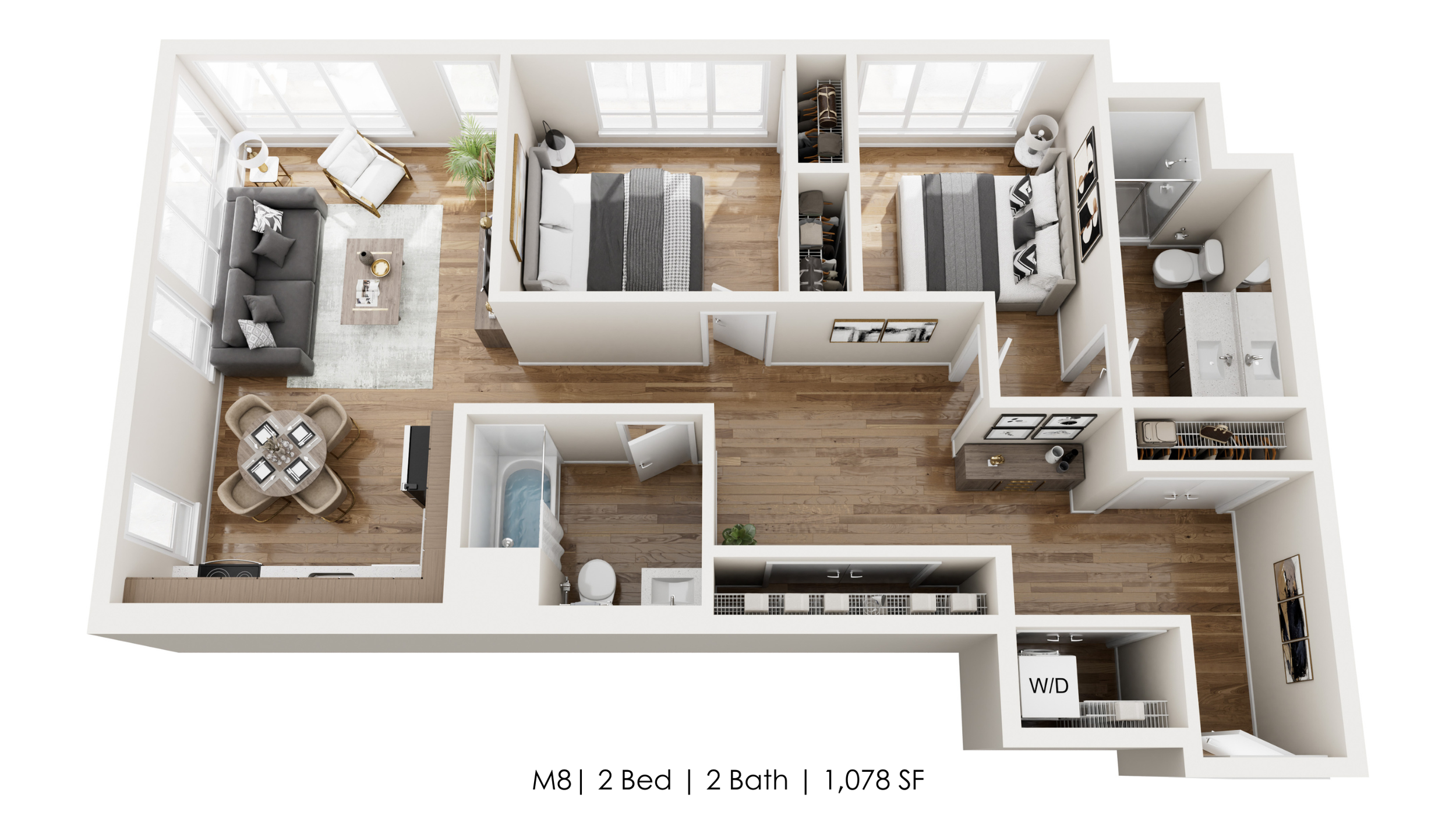 Unit M8 
2 Bed | 2 Bath 
1,078 SF