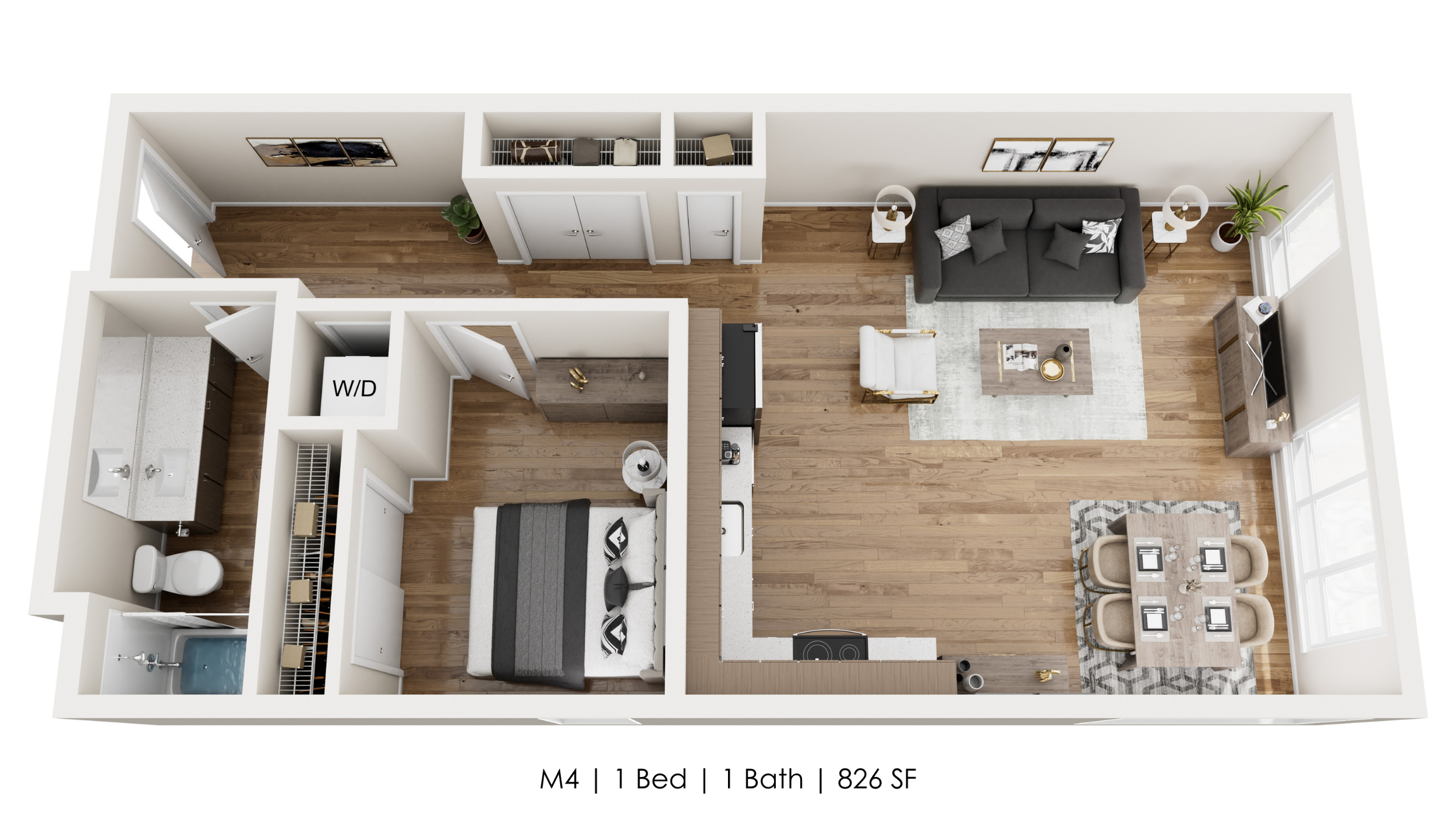 Unit M4 
1 Bed | 1 Bath 
826 SF