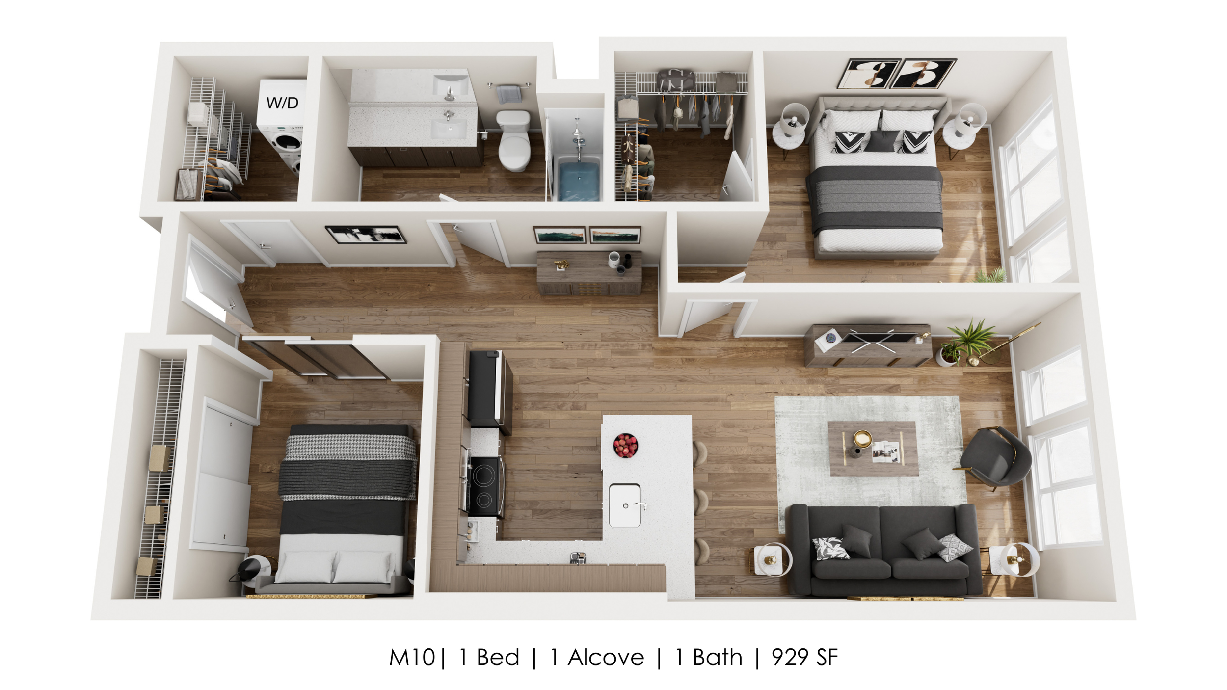 Unit M10 
1 Bed + 1 Alcove | 1 Bath 
929 SF