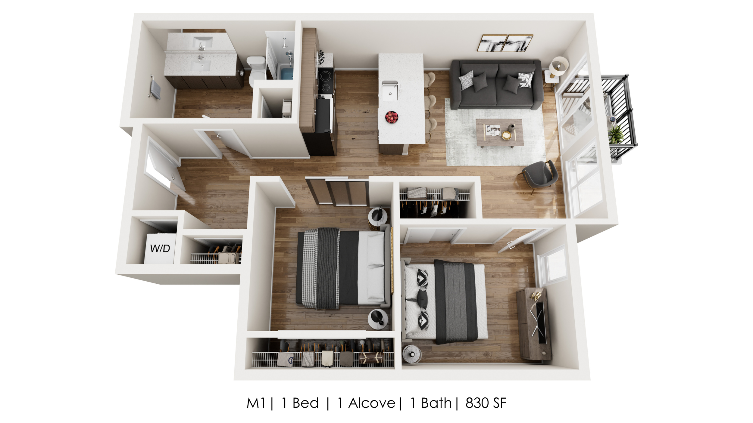 Unit M1 
1 Bed + 1 Alcove | 1 Bath 
830 SF