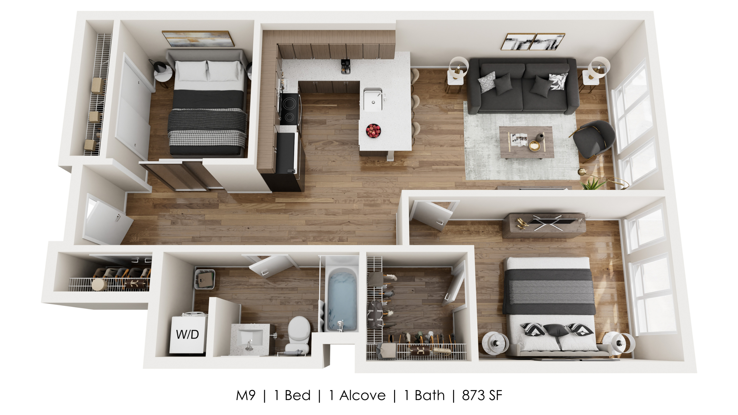 Unit M9 
1 Bed + 1 Alcove | 1 Bath 
873 SF