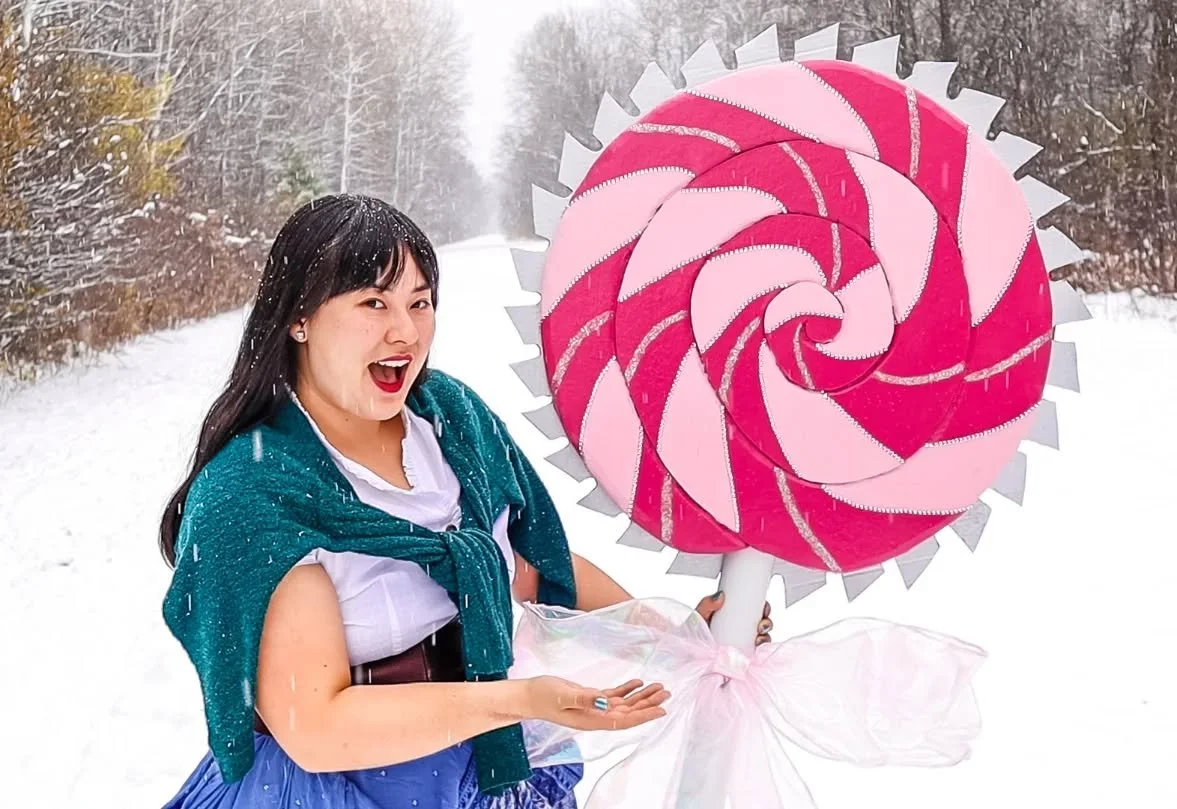 Have you heard the Mighty Nein is almost here! To celebrate I wanted to recreate Jester's iconic spiritual weapon! (ps the video is live right now)

I braved the snow and everything to show off this giant pink creation (we'll call it commitment to th