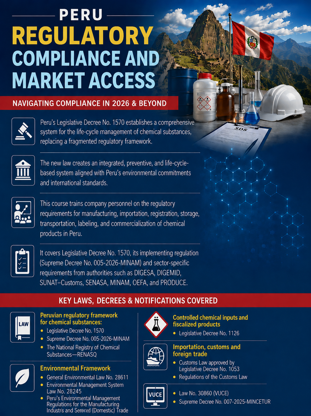 Regulatory training: REGULATORY COMPLIANCE AND MARKET ACCESS FOR CHEMICAL PRODUCTS IN PERU.
