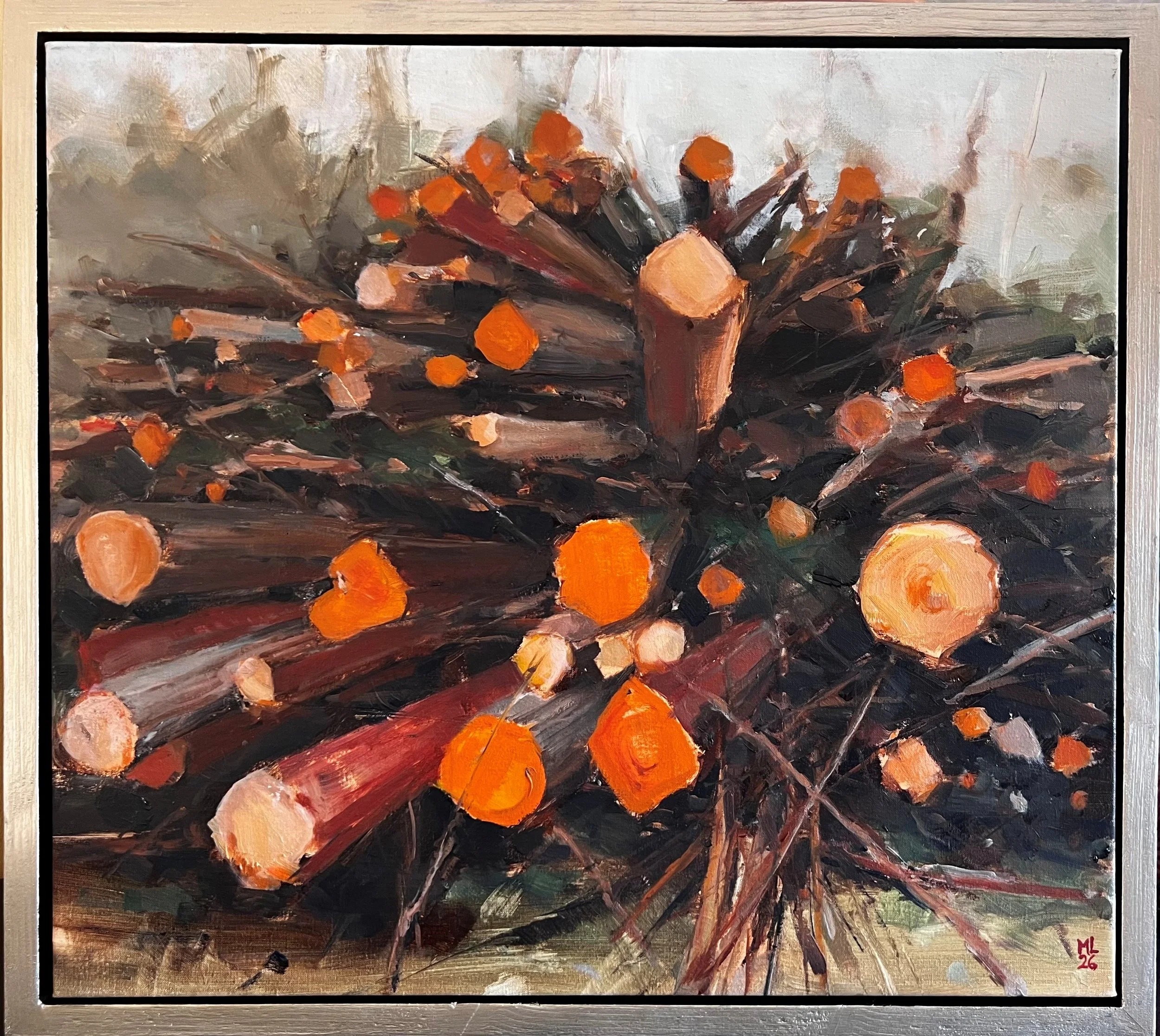 Avverkning Skillinge
olja på duk 44 x 49 cm, 2026