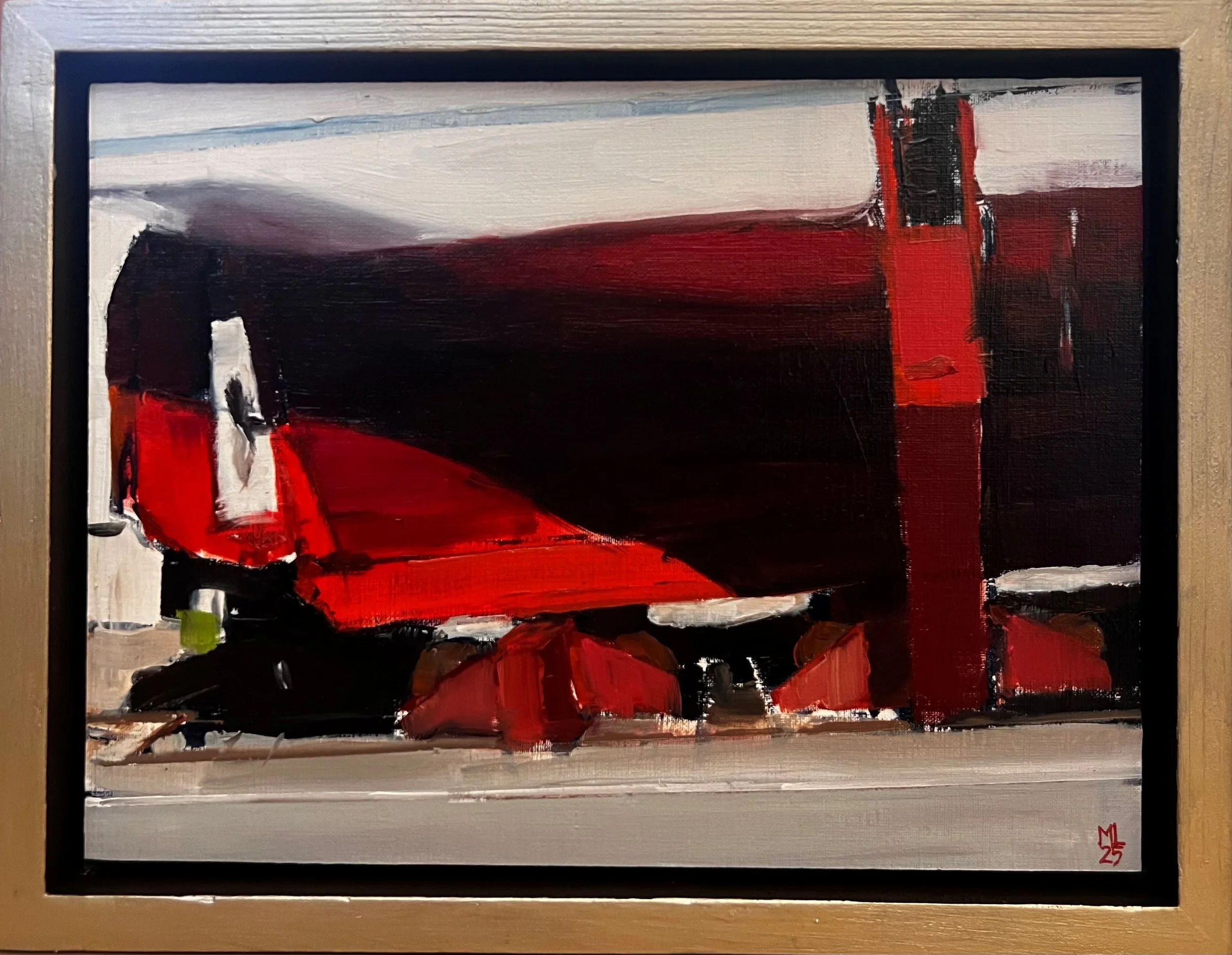 Klara Marie på slipen
olja på papper på board 26 x 33 cm, 2025