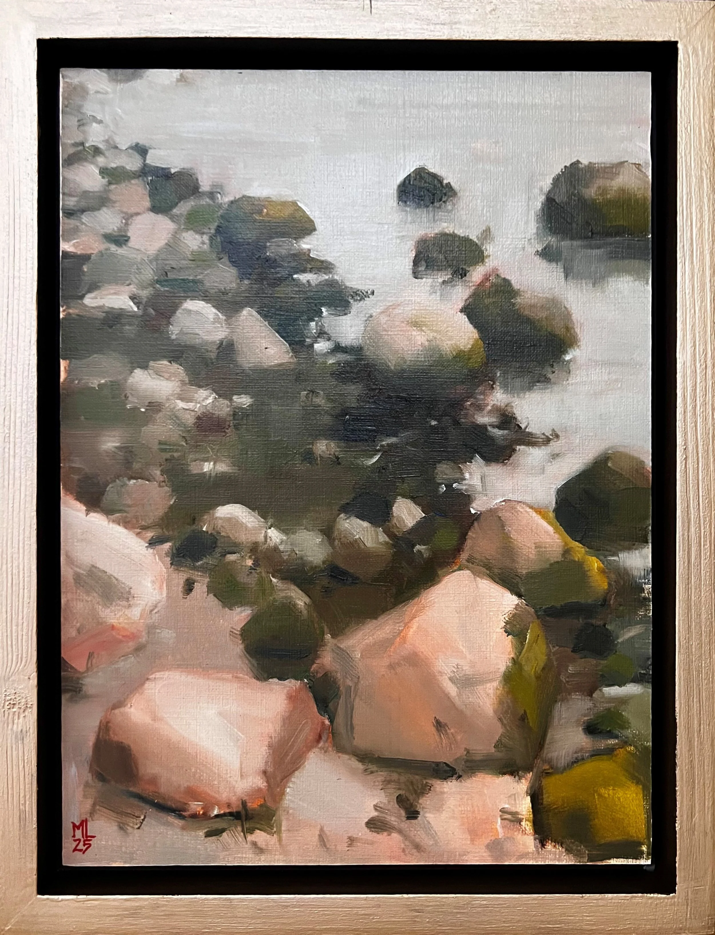 Stenstrand Skillinge
olja på papper på board 26 x 33 cm, 2025