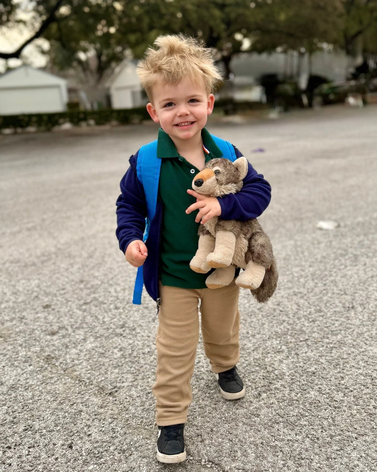 Happy Friday, friends! ☀️

Morning walk tradition &mdash; toddler edition.

Sunshine.
Slow pace.
Stopping every 10 feet to notice something new.

Lately, Beck has been bringing his own baby &ldquo;Wolfie&rdquo; to carry &hellip; modeling after me and