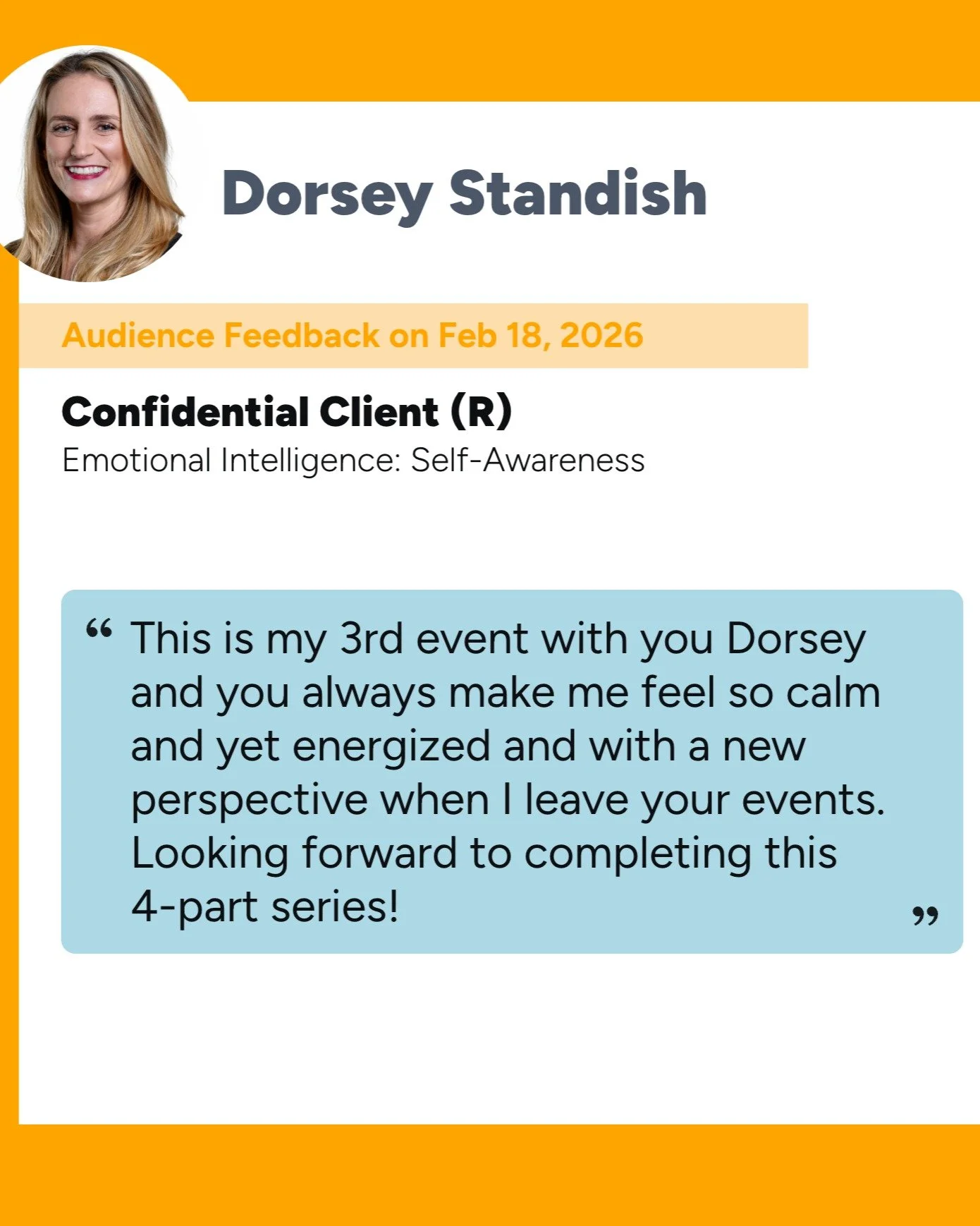 I received this feedback (via @talkadot) after a recent session 🥹

&ldquo;This is my 3rd event with you Dorsey and you always make me feel so calm and yet energized and with a new perspective when I leave your events &hellip;&rdquo;

All the feels.

