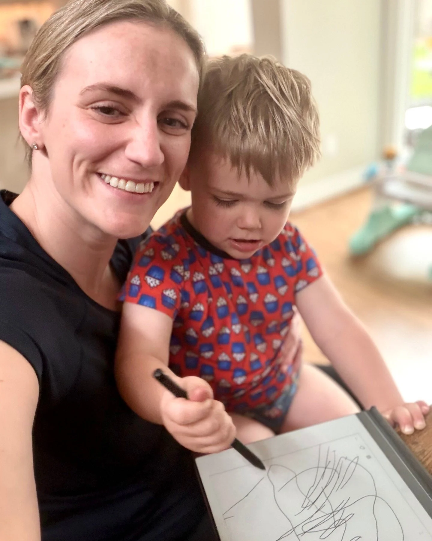 One recent morning, Beck caught me doing my daily journaling practice.

Every day, I spend a few minutes with what I call my Focus &amp; Faith Journal, reflecting on questions like:
✨ What am I grateful for?
✨ What state do I want to lead from today?