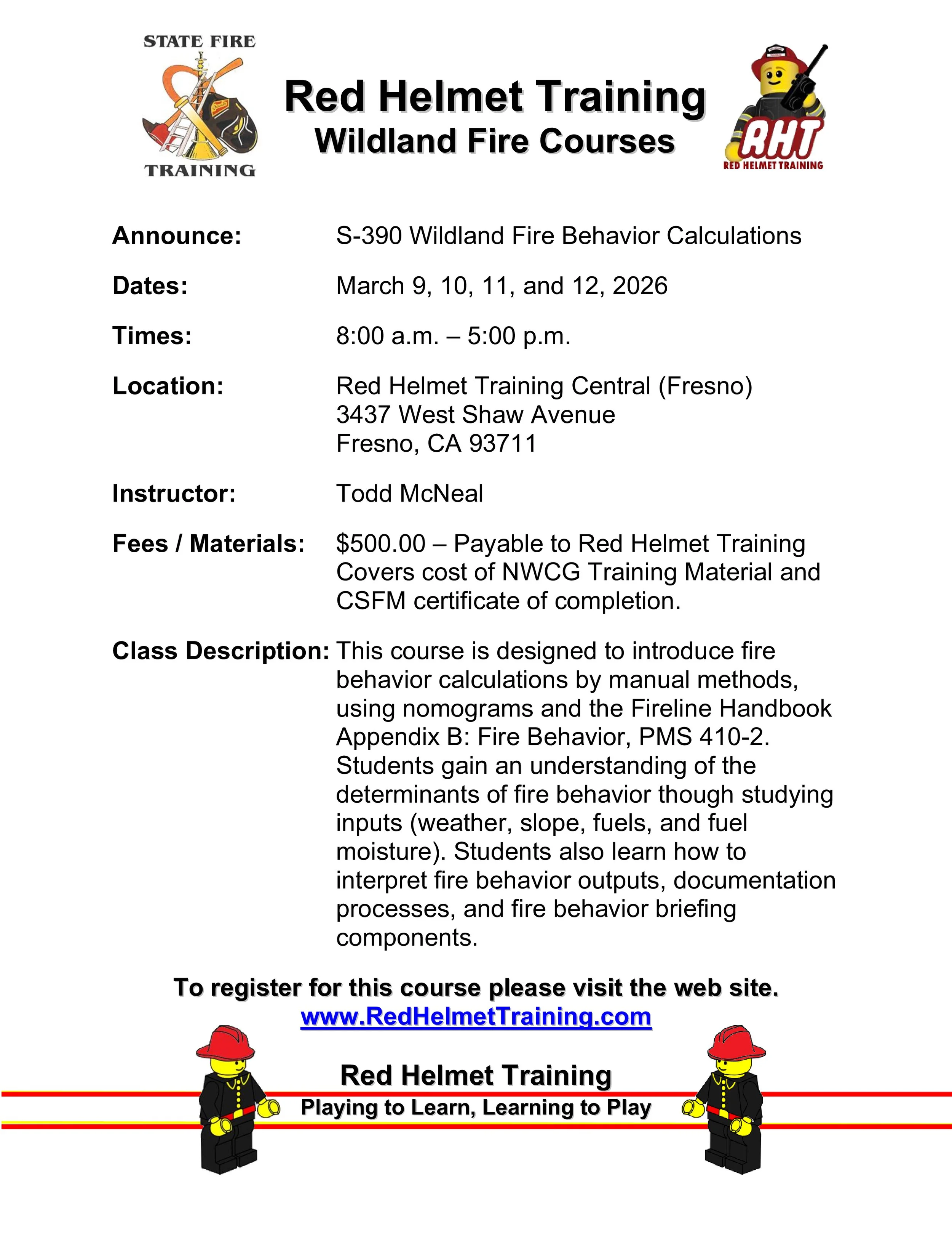 S-390 Advanced Wildland Fire Behavior Calculations