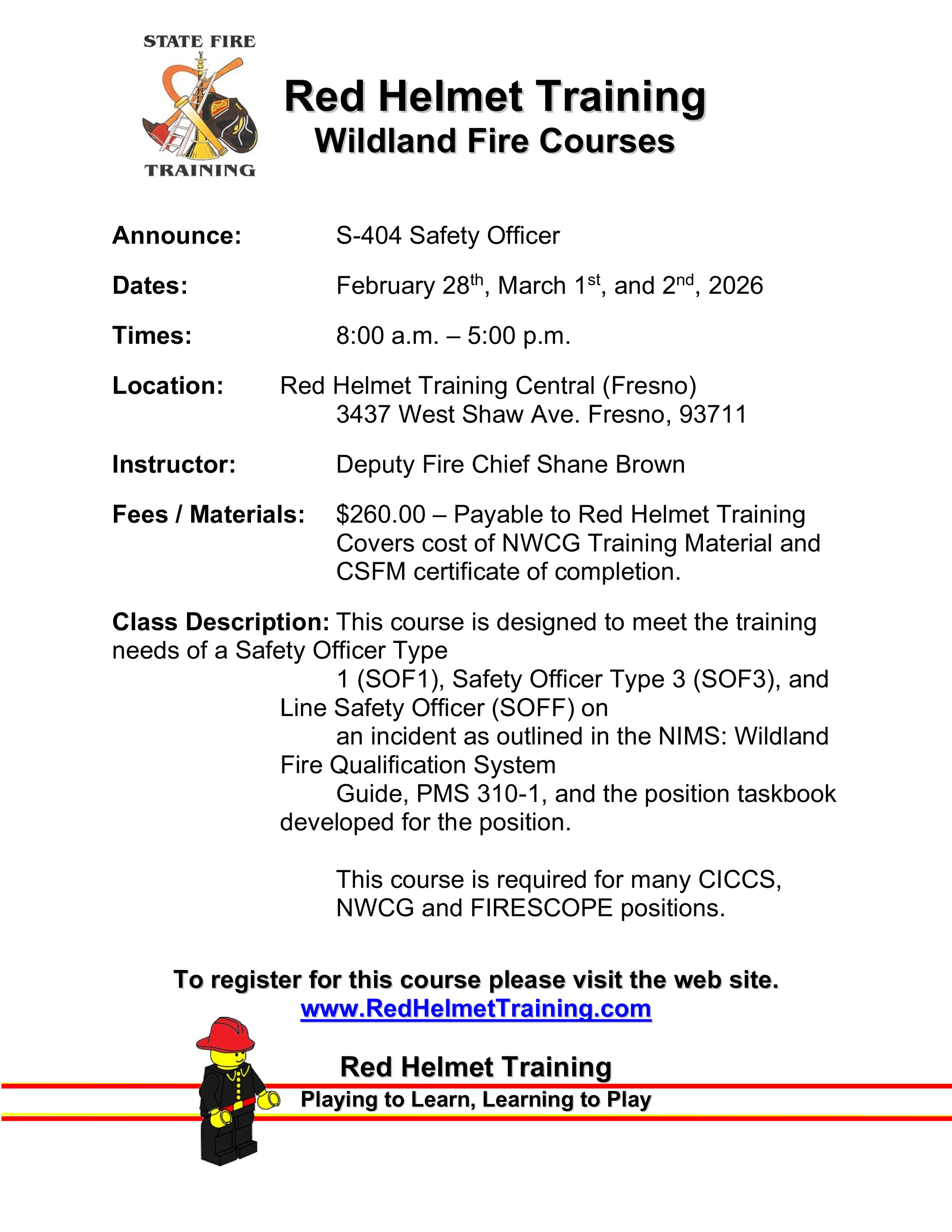 S-404 Safety Officer Course