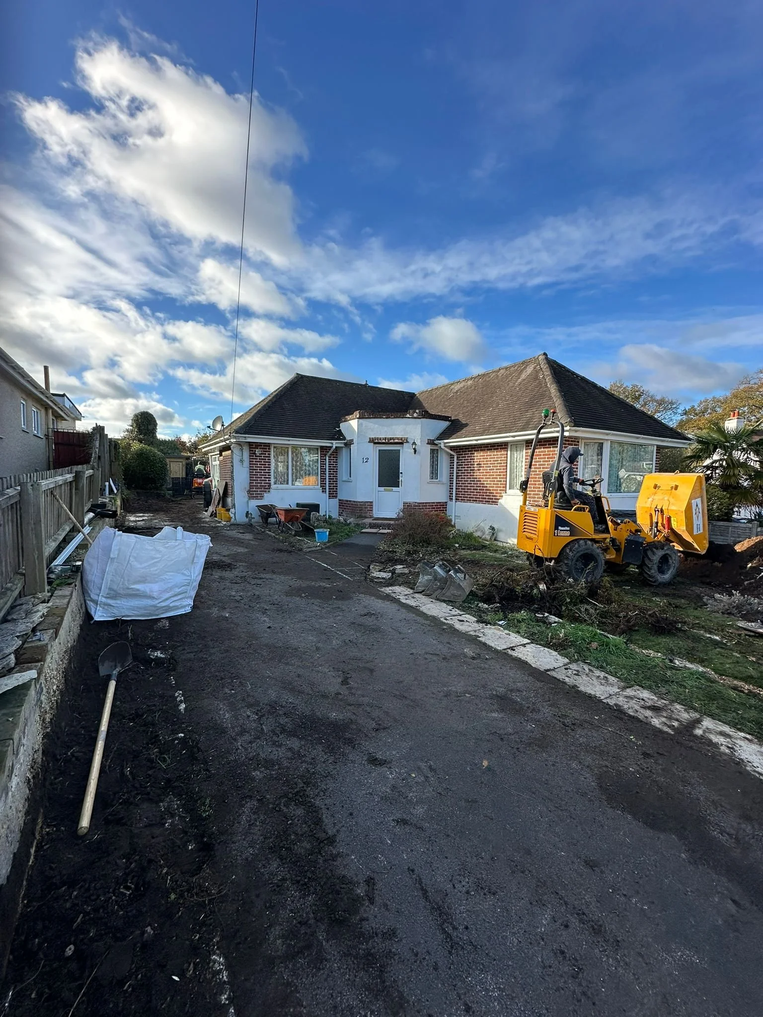 Front view of bungalow before works started