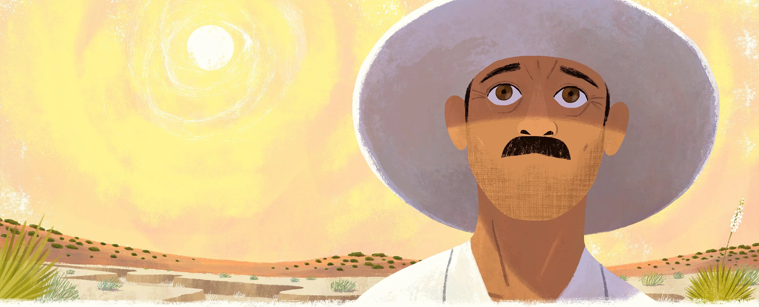 Father with hat in the sun