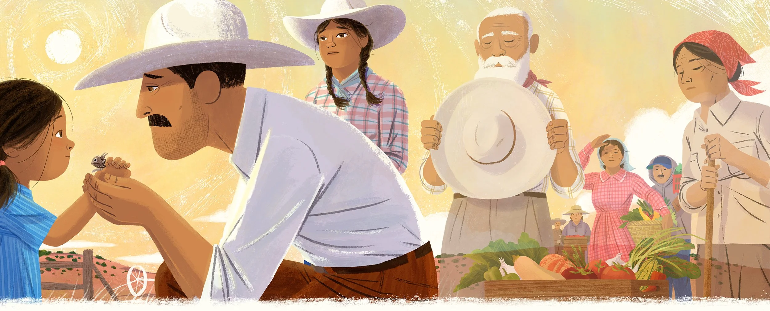 Father with daughter having a sweet moment with horned toad