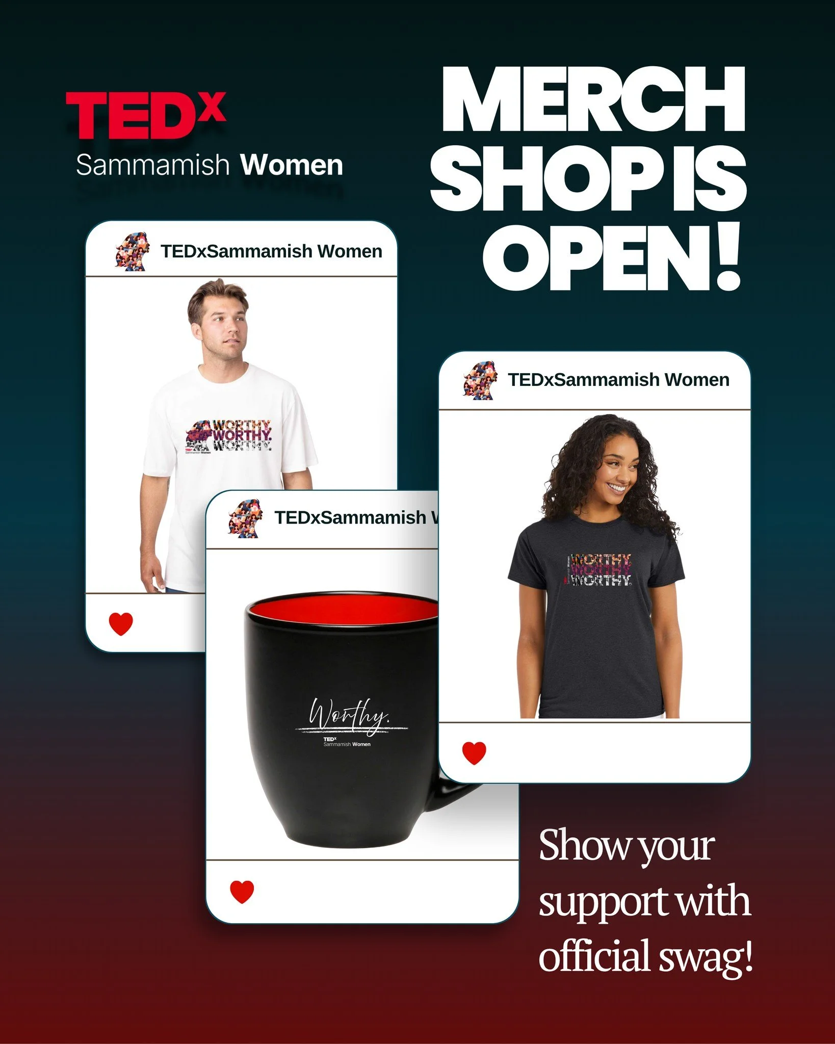 Our official merch store is now open! 🎉
Sip your morning coffee from your TEDxSammamish Women mug or stay cozy in your new event sweater 🥰 Every item helps support our volunteer-led flagship event and keeps the inspiration going strong. ☕
Shop now