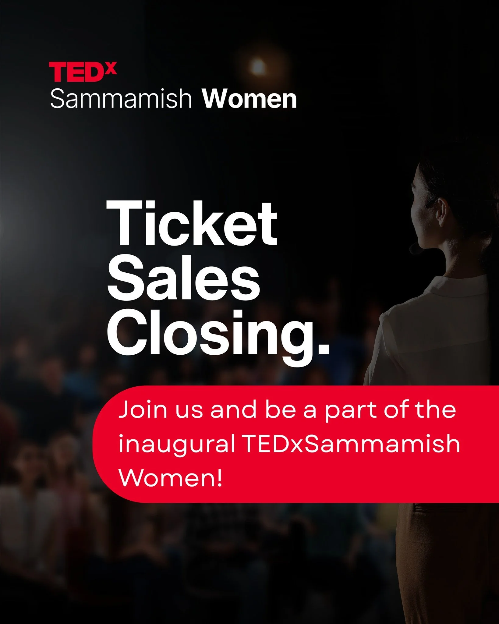 ⏰ Ticket sales close TONIGHT at midnight!�
Don&rsquo;t miss your chance to be part of TEDxSammamish Women &mdash; happening tomorrow, November 15, 2025.

At our inaugural event, WORTHY, we&rsquo;re bringing together 100 women from Sammamish, the East