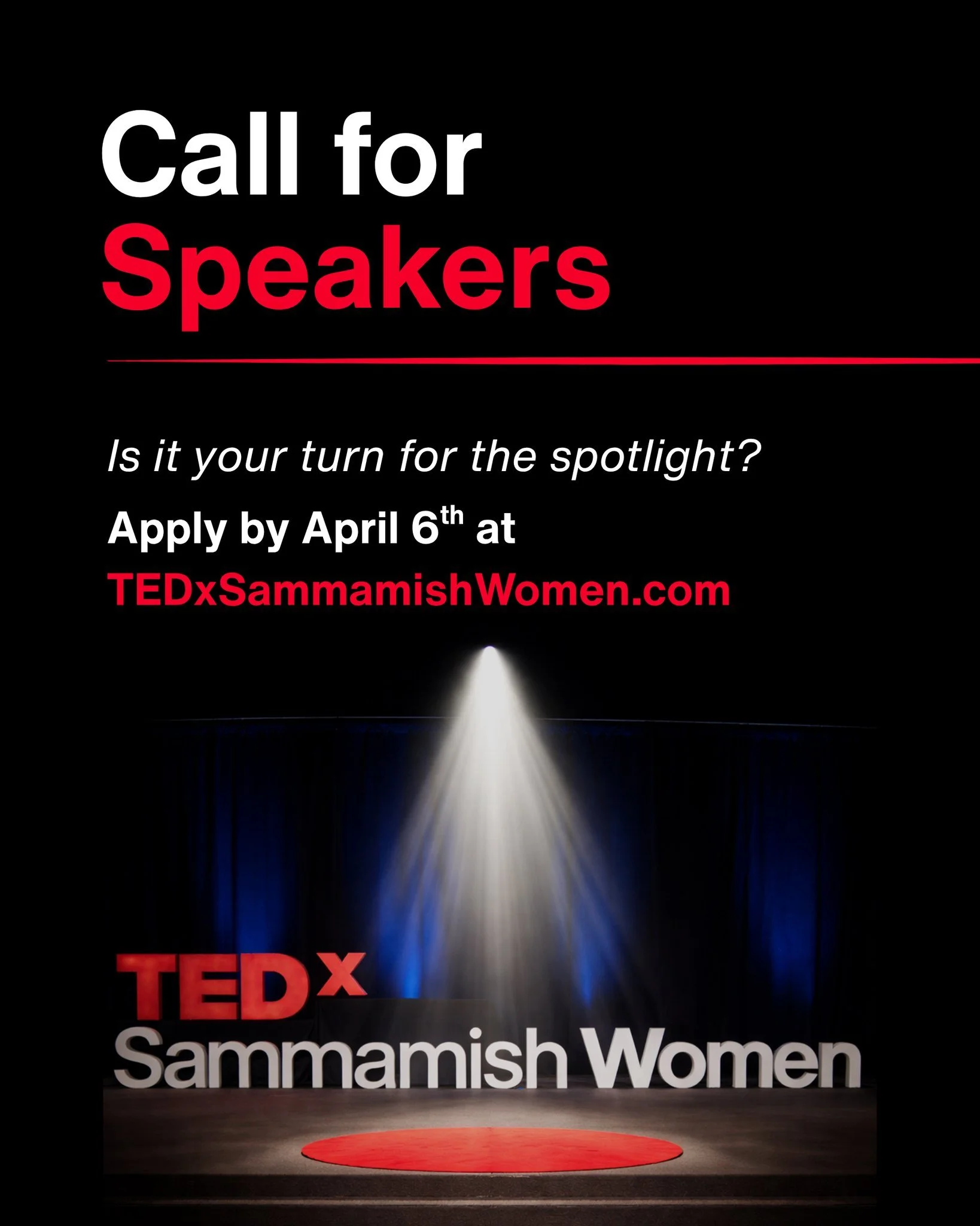 📢 Speaker applications are now open for TEDxSammamish Women 2026!

This year we&rsquo;re exploring a powerful question:
✨What becomes possible when women truly live from their worth?✨

We&rsquo;re inviting speakers with ideas that live in the beauti