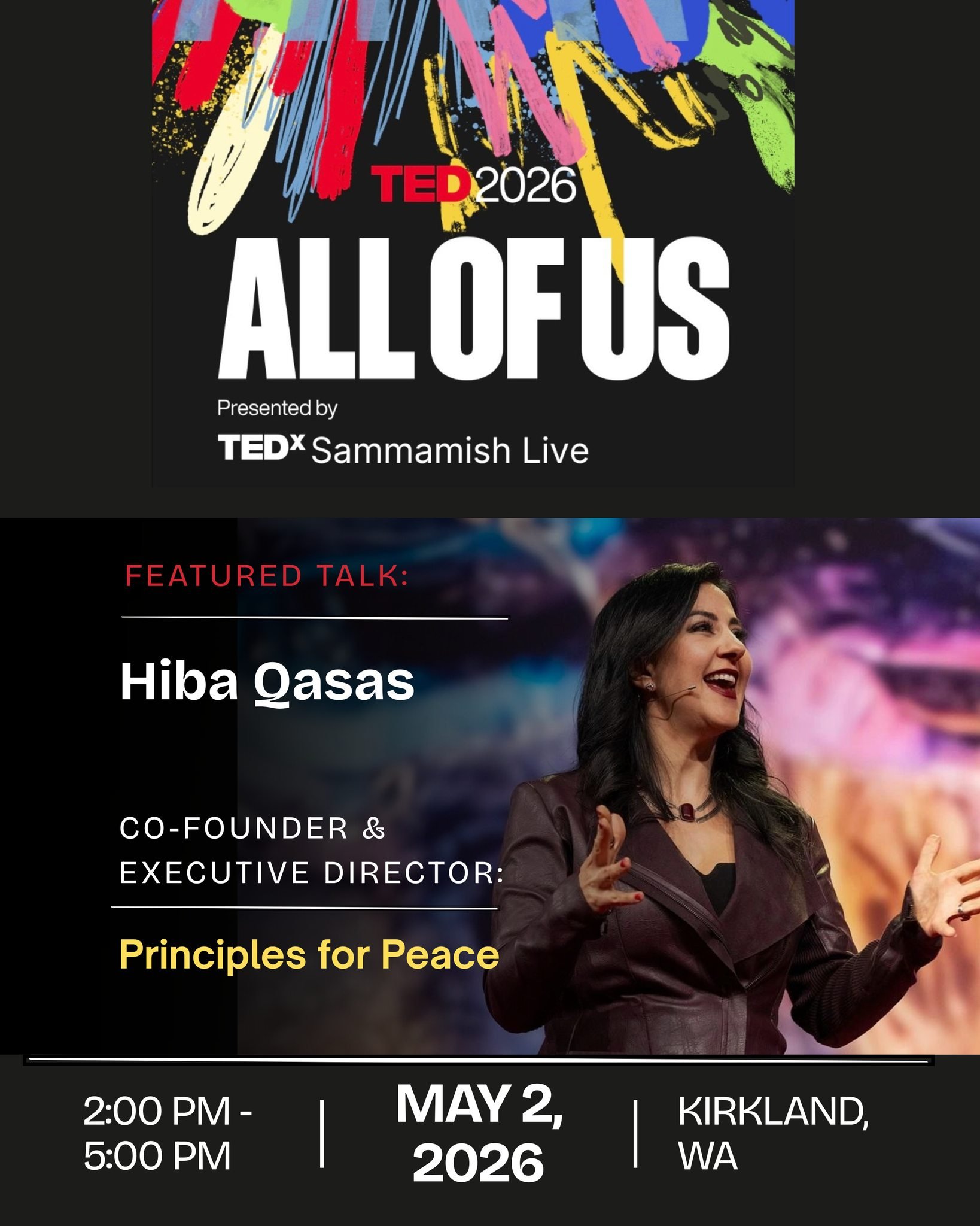 What does it really take to build lasting peace? 🌏

At TEDxSammamish Live, we&rsquo;ll be watching a talk from Hiba Qasas &mdash; mediator and peacebuilder with decades of experience working inside conflict zones.

Her message is clear, and it chall