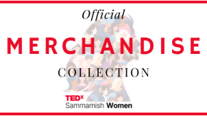 Text reading 'Official Merchandise Collection' with 'TEDx Sammamish Women' logo.