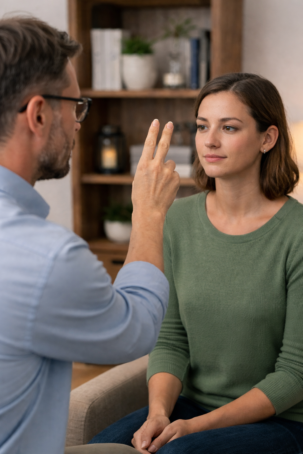 Eye Movement Desensitization and Reprocessing Therapy (EMDR) being performed to treat PTSD or C-PTSD as well as other trauma related stress.