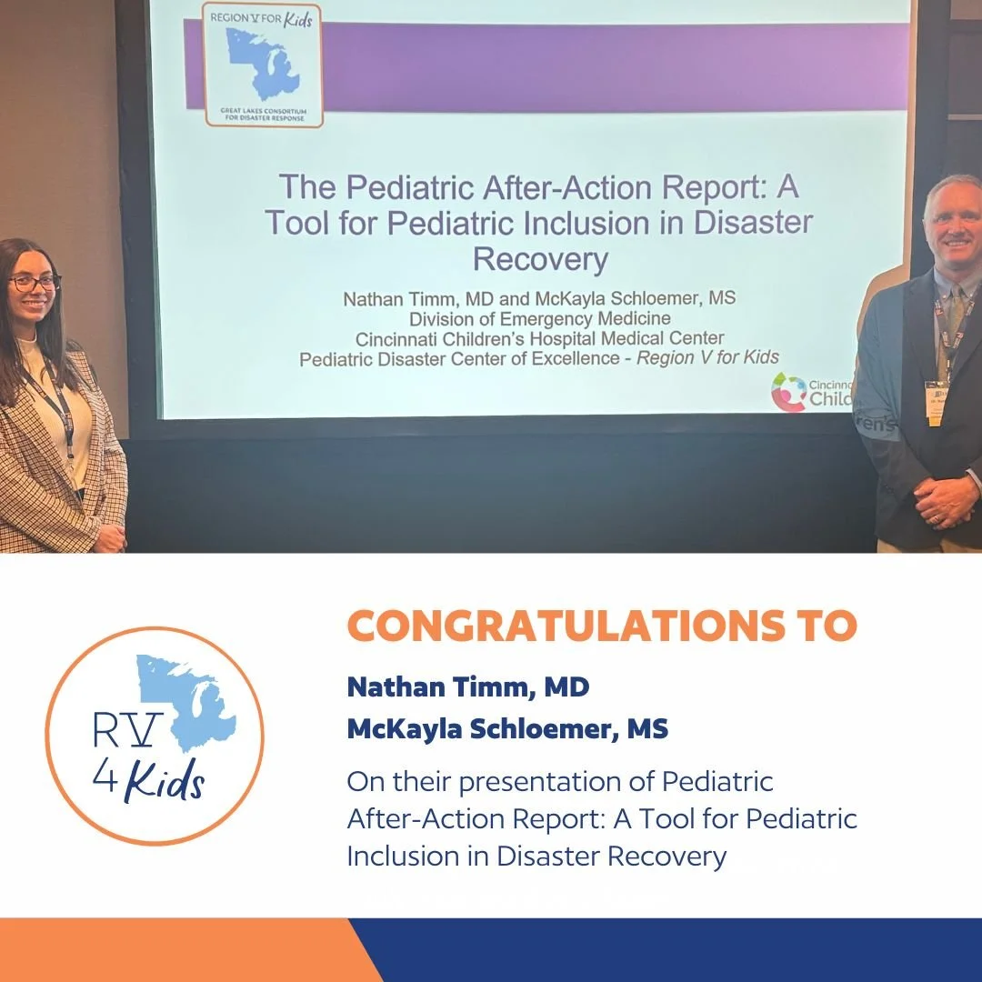 Nathan Timm, MD, and McKayla Schloemer shared insights on the Pediatric After-Action Report (PAAR) at the 13th annual Indiana Healthcare Emergency Preparedness Symposium. Their presentation highlighted how the PAAR serves as a structured tool to help