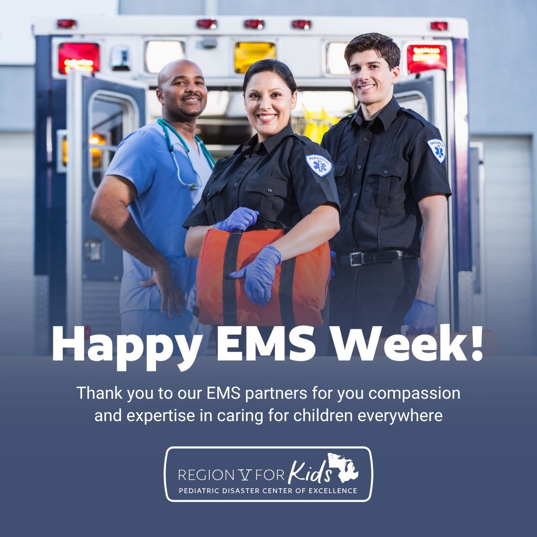 Happy EMS Week and EMS for Children (EMSC) Day!

Celebrate EMS for Children Day on May 20 through a webinar with free CAPCE! Register at the link in our bio.

This #EMSWeek, Region V for Kids is proud to honor the prehospital professionals and EMS cl