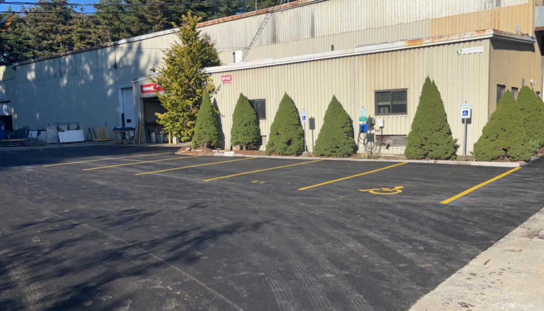 Parking Lot Line Stripe with Handicap Spots
