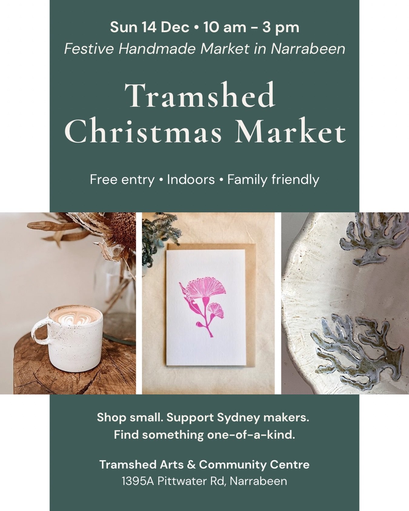 🎄2 weeks to go!  Looking for something special this Christmas?
 Come explore the Tramshed Christmas Market &mdash; ceramics, art + handmade gifts from talented Sydney makers.

📍 Tramshed Arts &amp; Community Centre 10am&ndash;3pm
 &bull; Free entry