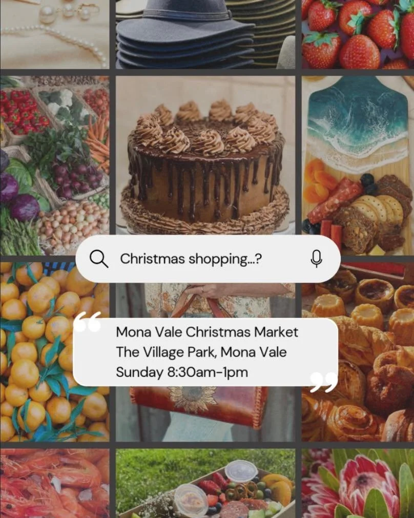 🎄 Catch me at the Mona Vale Christmas Market this Sunday!
Village Park &bull; Sun Dec 7 &bull; 8:30am&ndash;1pm

🎁 Browse unique gifts + festive favourites
🍓 Fresh fruit, veg + gourmet goodies
🧁 Christmas treats + baked delights
🌿 Beautiful hand