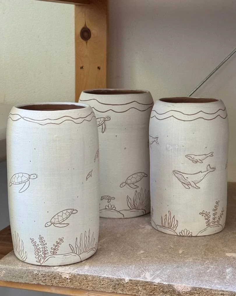 Large vases trimmed &amp; carved this week.
