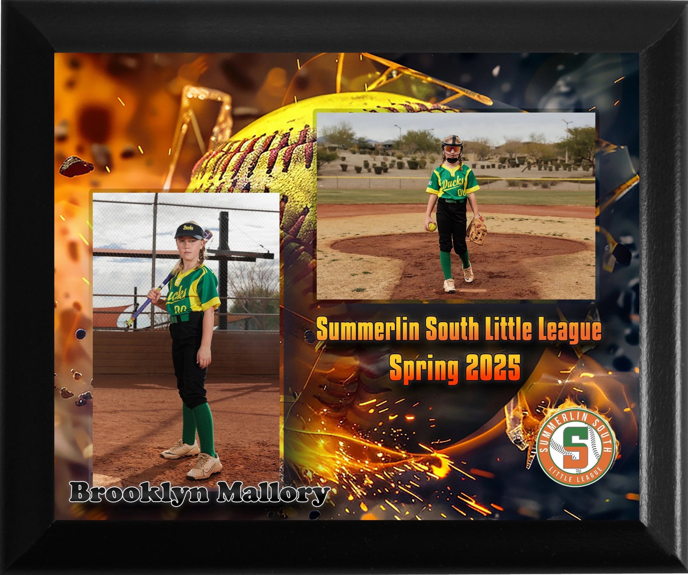 Black Trim Sublimated Softball Plaque