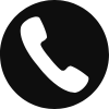 Icon of a black telephone receiver within a dark circle