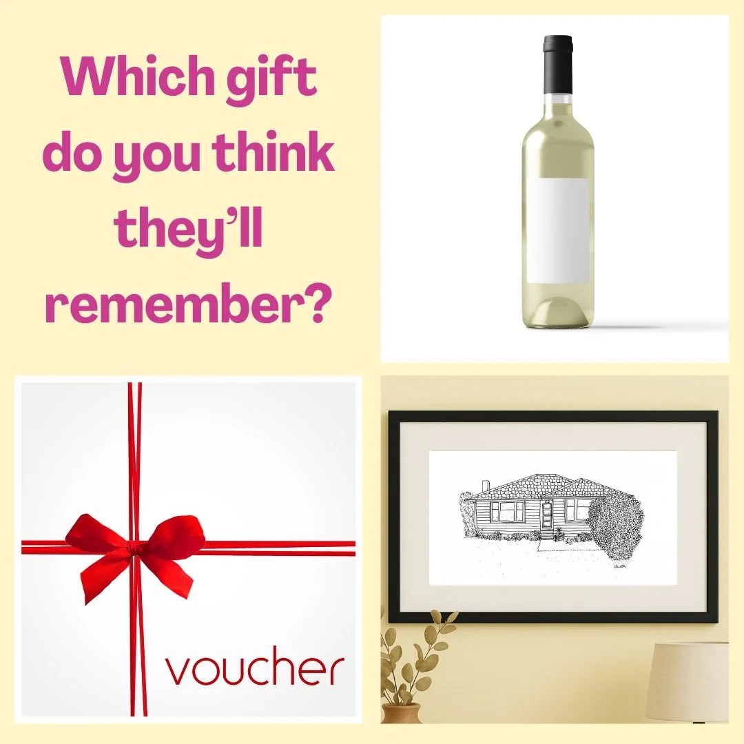 Wine disappears.
Vouchers expire.
But a hand-drawn house portrait? That&rsquo;s something they&rsquo;ll keep.

Whether it&rsquo;s for Christmas, a birthday, or a client gift - this is the kind of present that lasts long after the wrapping&rsquo;s gon
