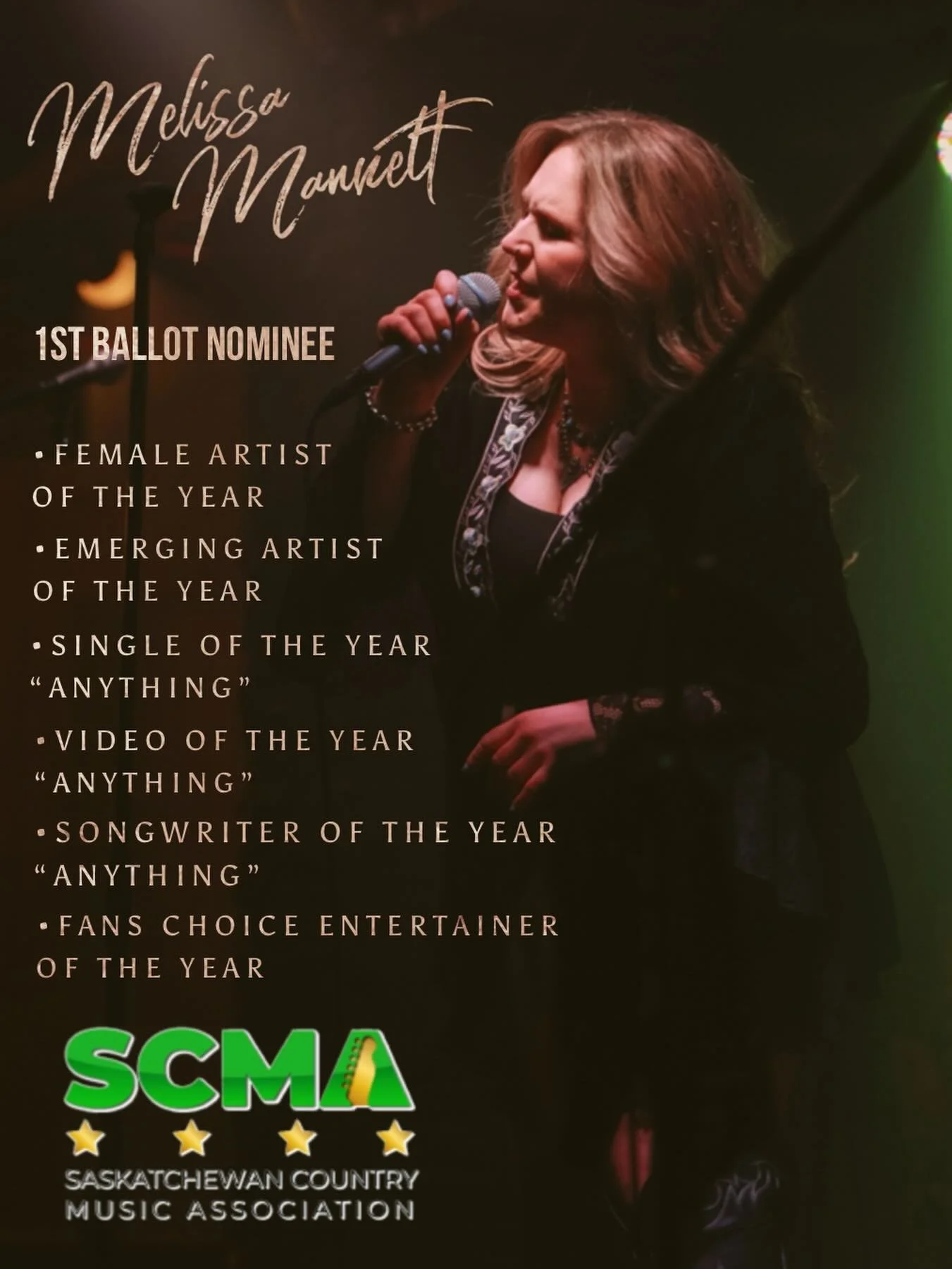 Feeling really grateful to be included on the first ballot for this year&rsquo;s SCMA Awards 🫶

Big thank you to the @scma_sk members for your consideration, and to everyone who&rsquo;s listened to &ldquo;Anything,&rdquo; come to a show, shared my m