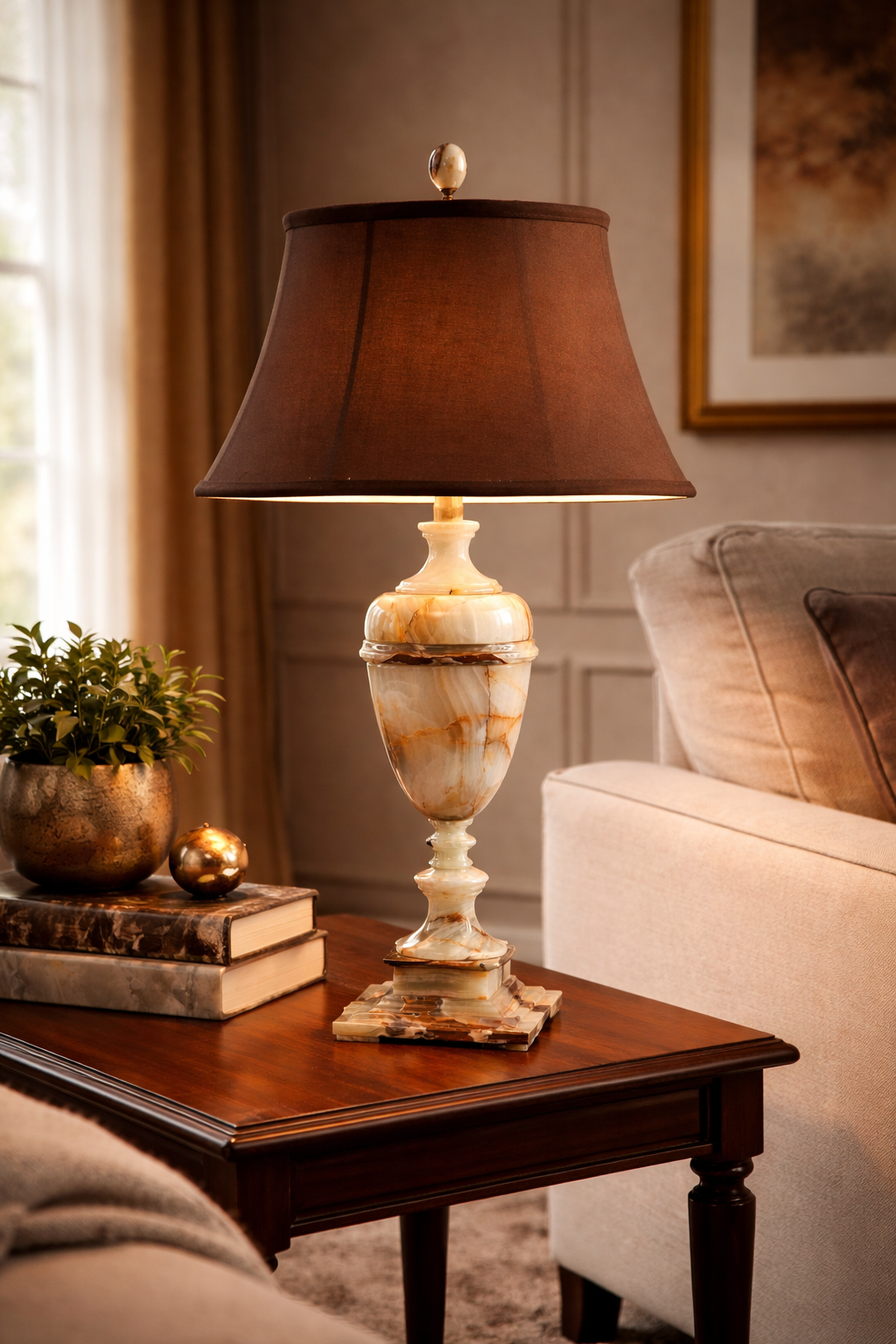 32" Tall Onyx Table Lamp "Sabrina", Chartreuse