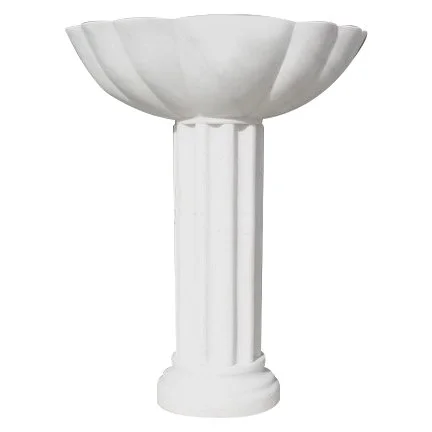 A white decorative pedestal with a fluted column and a bowl-shaped top.