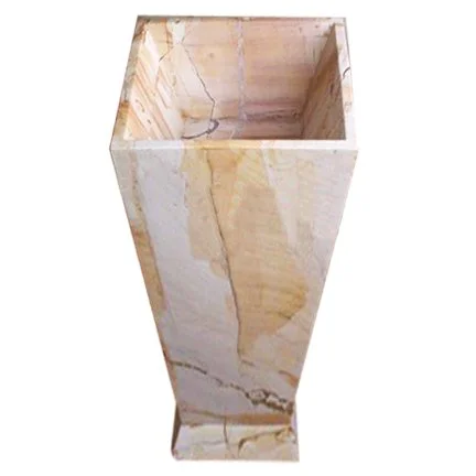 Empty marble-textured rectangular planter or container with a hollow interior.