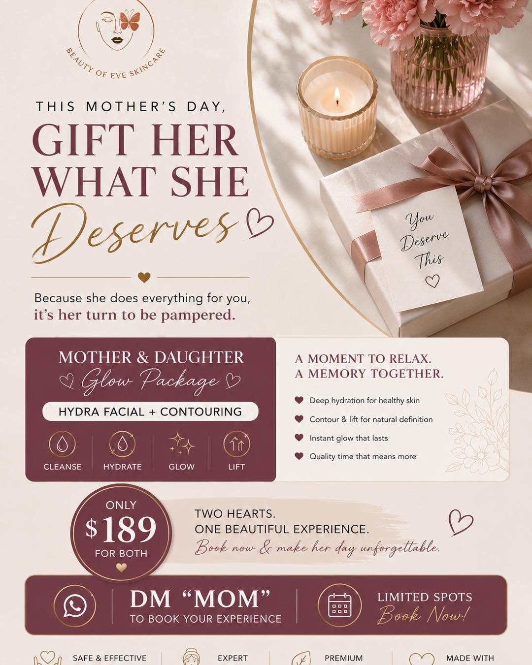Not every gift is remembered&hellip;
but this one is felt. ✨

This Mother&rsquo;s Day, skip the usual
and give her something she&rsquo;ll actually experience.

Time together.
Care she deserves.
A glow that lasts beyond the day.

💫 Mother &amp; Daugh