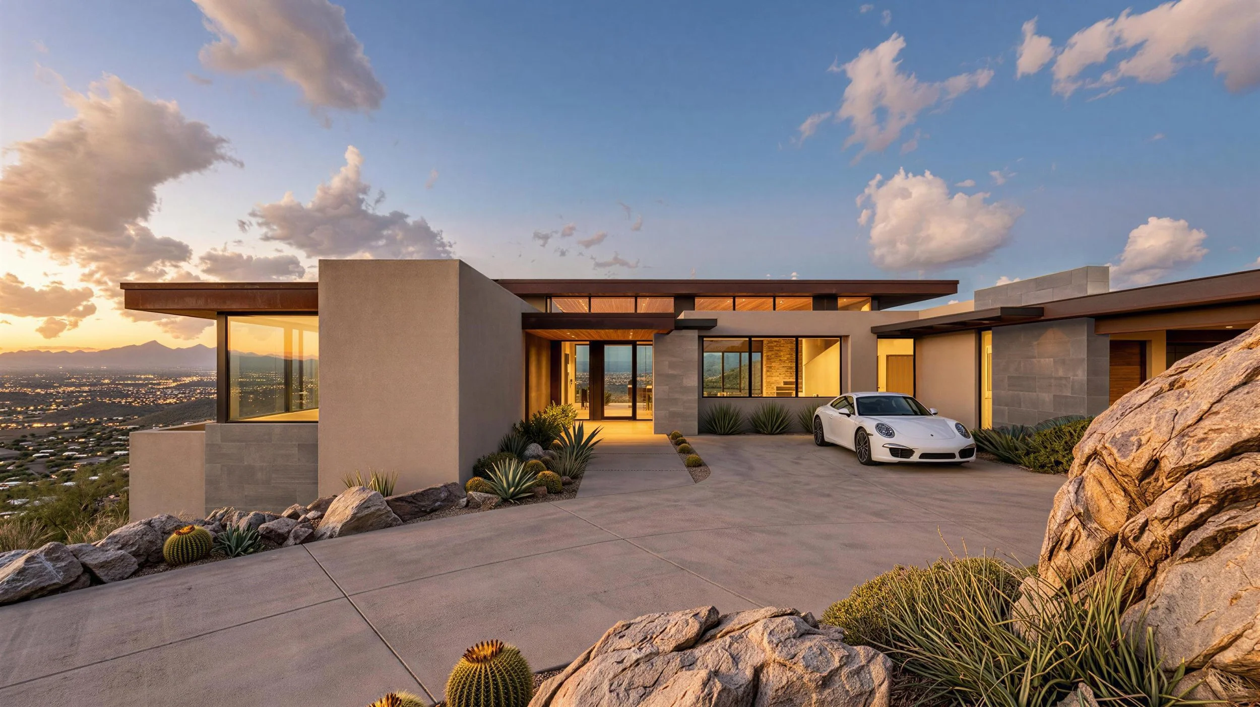 Architectural rendering of the front entry at Lot 314 in Canyon Pass